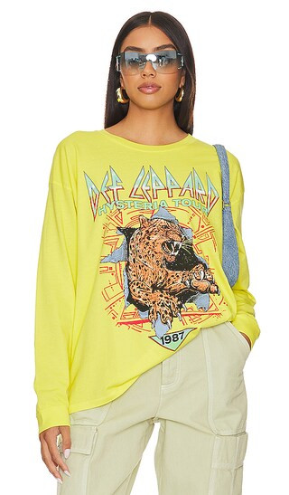 Def Leppard Animal Long Sleeve Merch Tee in Lemon Tonic | Revolve Clothing (Global)