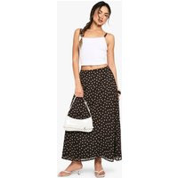 Womens Polka Chiffon Midi Skirt - Brown - 12, Brown | Boohoo.com (UK & IE)