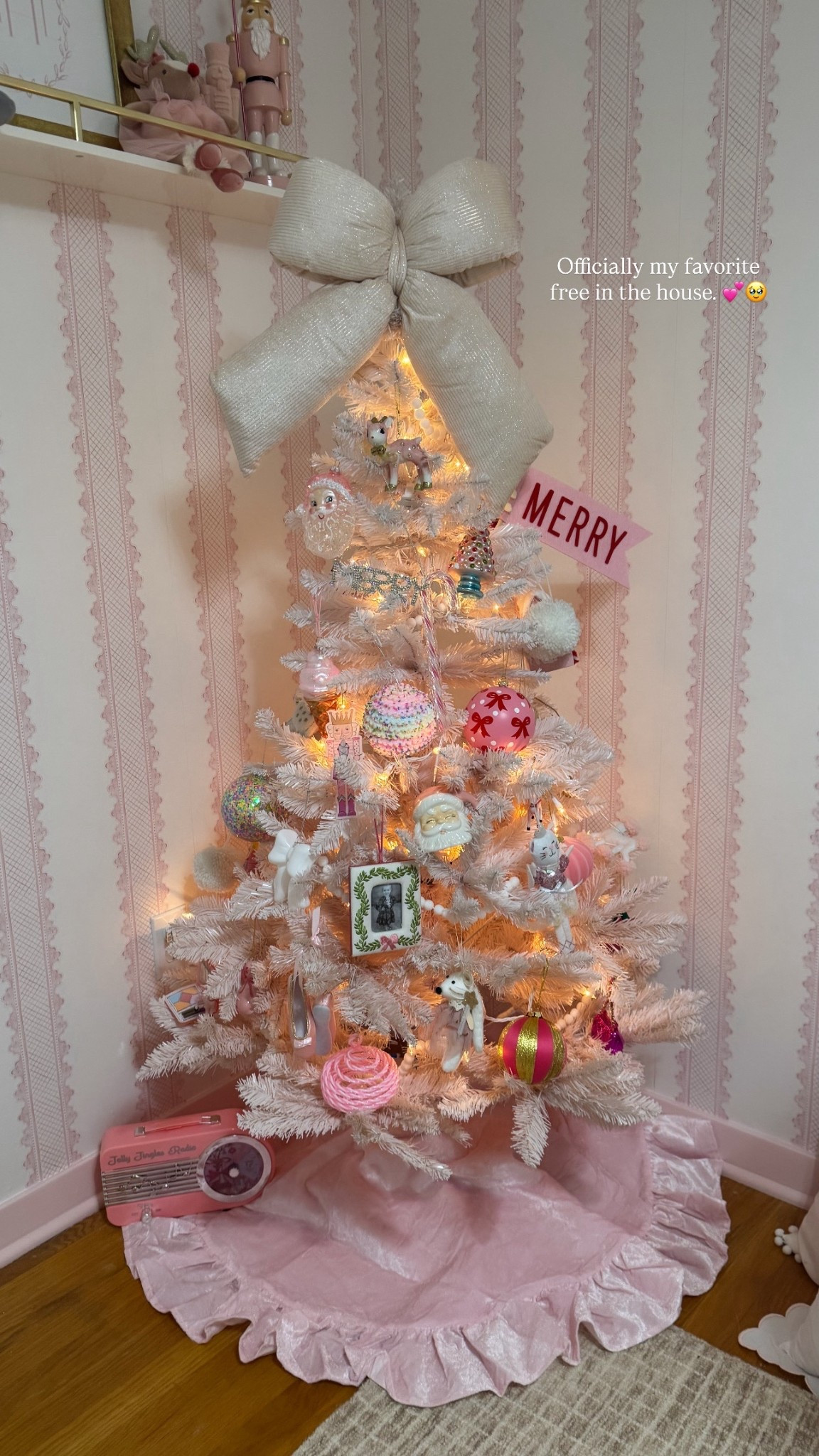 Ombré white and pink tree for toddler girls room, pink tree skirt, pink tree ornaments.

#LTKFindsUnder100 #LTKKids #LTKHoliday