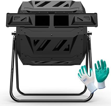 Compost Tumbler Bin Composter Dual Chamber 43 Gallon (Bundled with Pearson's Gardening Gloves) | Amazon (US)