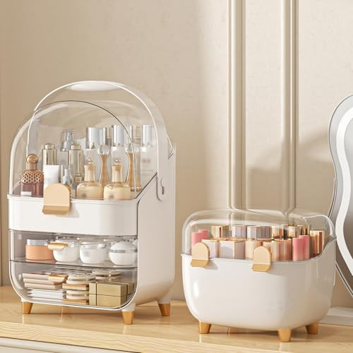 Makeup Organizer, Skincare Holder Bathroom Counter Organizer, Storage Box Cosmetic Display Cases, Teen Girl Gifts Trendy Stuff Make up Organizers for Vanity, Dresser, Countertop (Rose Gold) | Amazon (US)