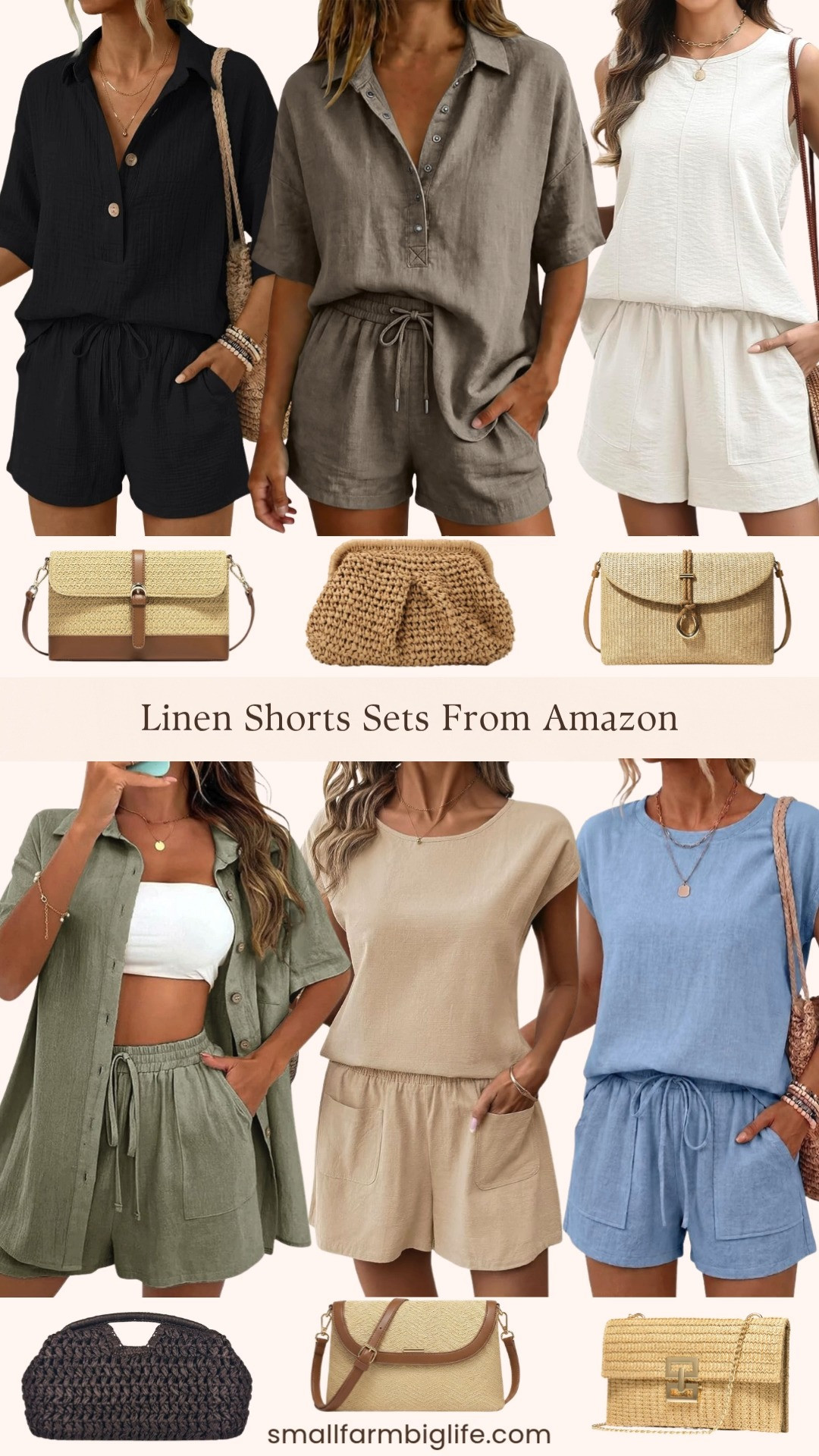 The perfect summer outfit formula is a matching linen shorts set paired with a beautiful woven clutch and Amazon has both at the best prices right now! From classic cap sleeve sets and sleeveless styles to V neck, henley, and button front options in all the best summer tones including light blue, white, black, olive, beige, and brown, plus the most gorgeous natural and brown woven clutch bags to complete the look, these are the effortless and stylish pieces that make getting dressed for summer so easy. Linking everything below! 

 #LTKootd #LTKSeasonal #LTKOver40