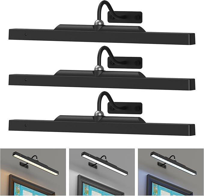3Pack Picture Light Battery Operated, 16in Picture Light for Wall, 5000mAh Cordless Wall Lights w... | Amazon (US)