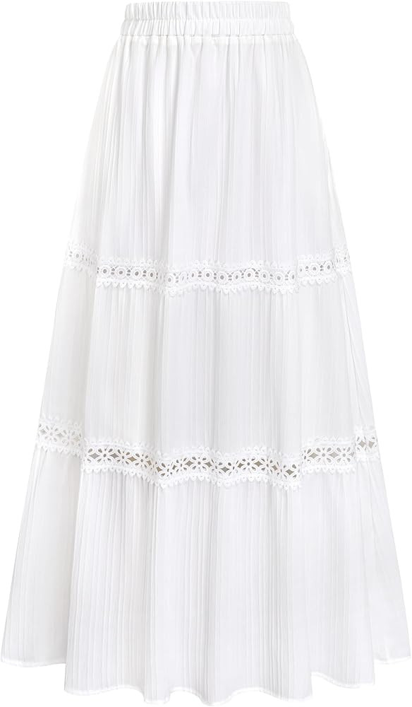Women's Maxi Skirts 2026 High Waisted Boho Tiered Crochet Skirt | Amazon (US)
