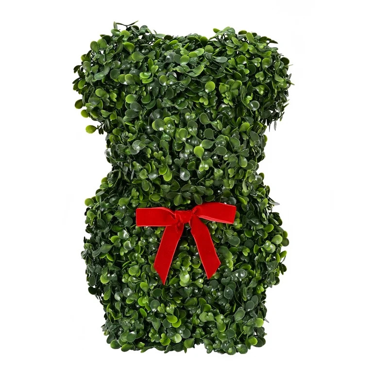Topiary Bear Christmas Decoration, Green and Red, 13", by Holiday Time | Walmart (US)
