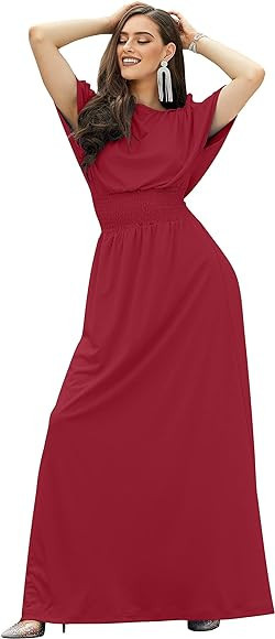 KOH KOH Womens Split Sleeves Smocked Elegant Cocktail Long Maxi Dress | Amazon (US)