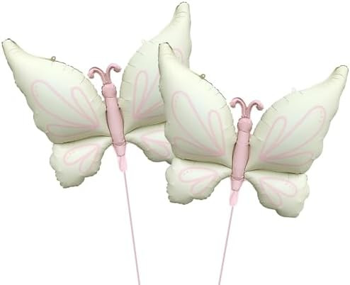 Cream White Butterfly Balloon, 37 Inch Beige Foil Jumbo Helium Balloons for Spring Theme Birthday... | Amazon (US)