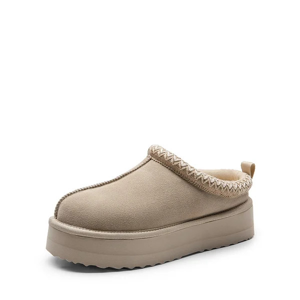 [FuzzyEasy Women's Platform Slip-on] Plush Fur-Lined Winter Platform Slippers | Dream Pairs