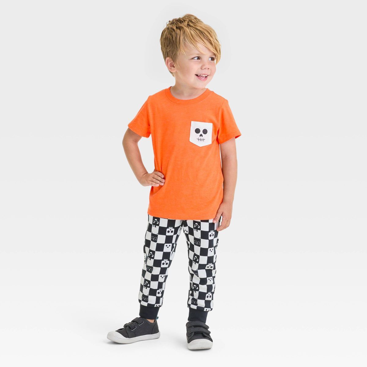 Toddler Boys' Halloween Short Sleeve T-Shirt and Jogger Pants - Cat & Jack™ Orange | Target