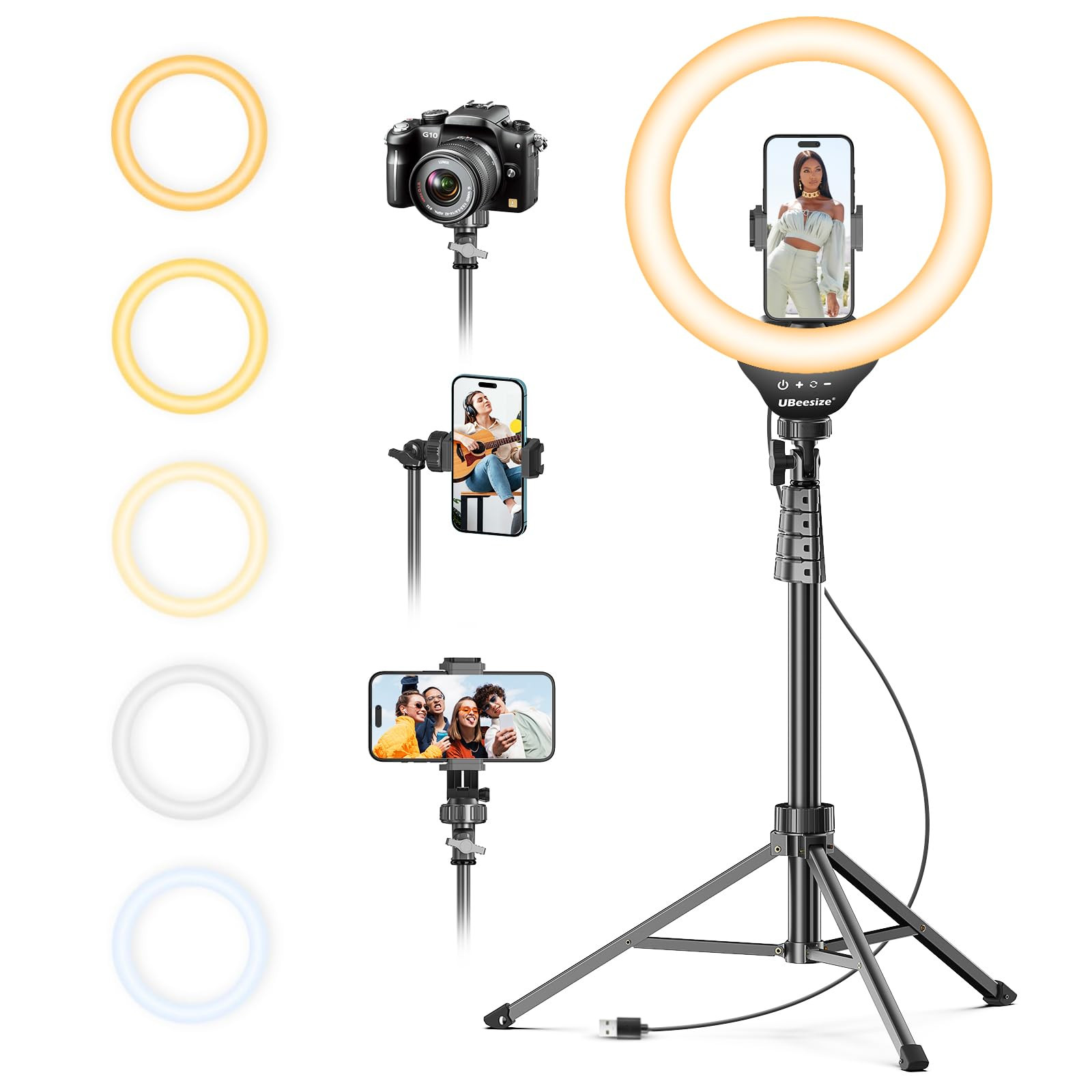 UBeesize 12'' Selfie Ring Light with 62’’ Tripod Stand for Video Recording, Live Streaming(Yo... | Amazon (US)