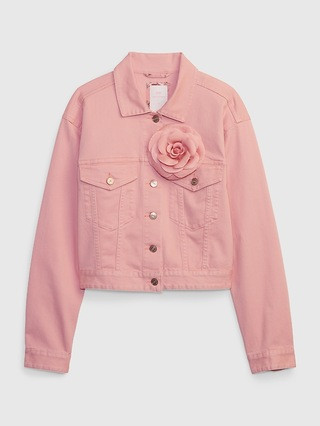 Gap × LoveShackFancy Rosette Icon Denim Jacket with Washwell | Gap (US)