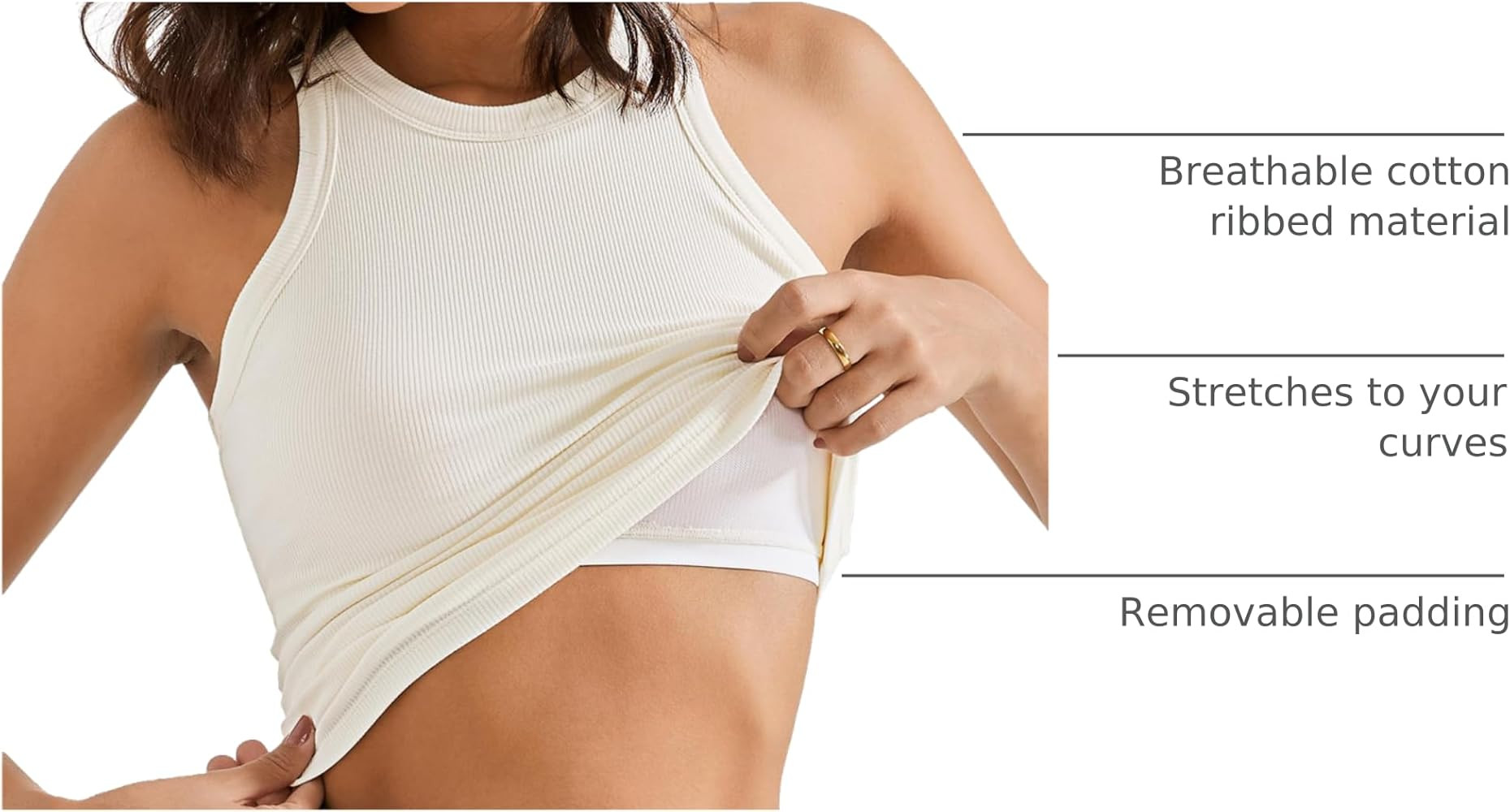 SUUKSESS Women Padded Cotton Ribbed Tank Tops High Neck Racerback Basic Tops | Amazon (US)