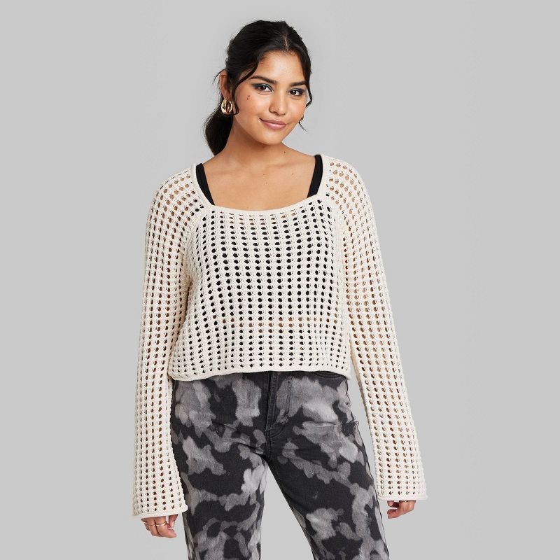 Women's Square Neck Pointelle Pullover Sweater - Wild Fable™ | Target
