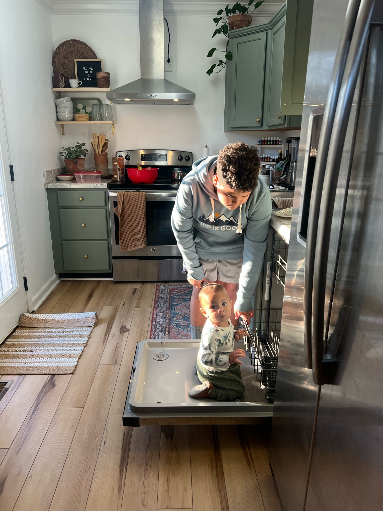 A few favorite kitchen items.

Our hood… looks way better than the microwave that was there when we moved in. It has a built in fan & light!

The rug by the sink is a magnolia home dupe from Amazon! It’s so pretty. 

Our favorite kitchen towels are the waffle casaluna set from Target!

My fav bowls sitting on the exposed shelf are also linked! 

#LTKhome #LTKfamily