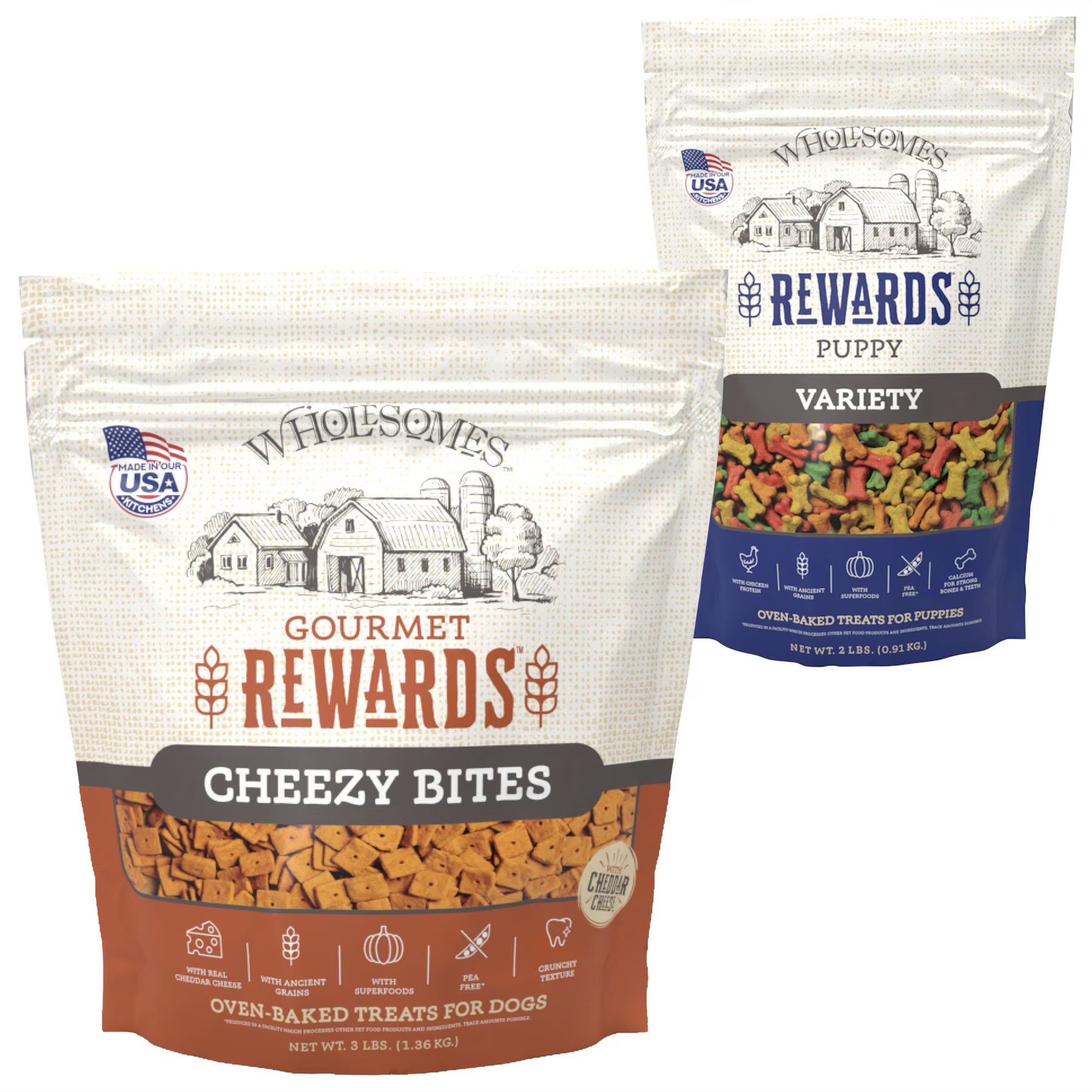 Wholesomes Rewards Puppy Variety Biscuit + Rewards Cheezy Bites Biscuit Dog Treats | Chewy