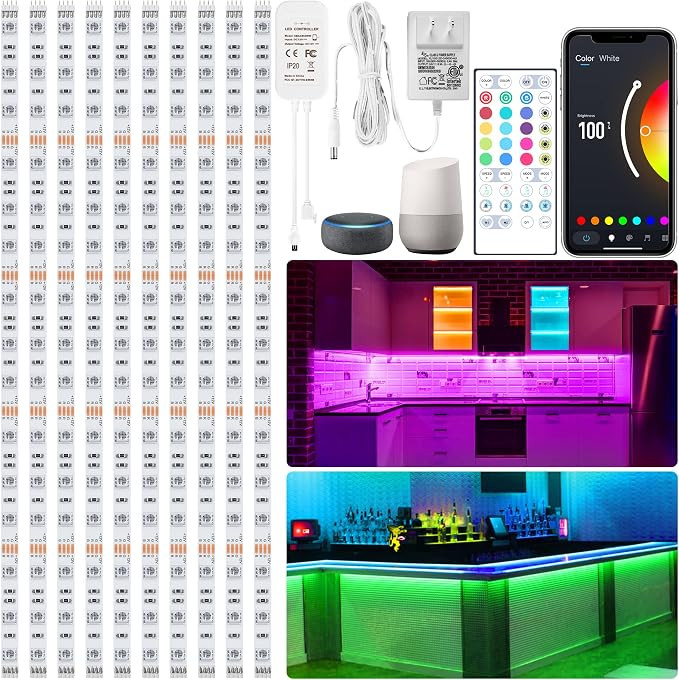maylit 10 PCS 20In Smart RGB Under Cabinet Lights Kit, Work with Alexa and Google Assistant, App ... | Amazon (US)