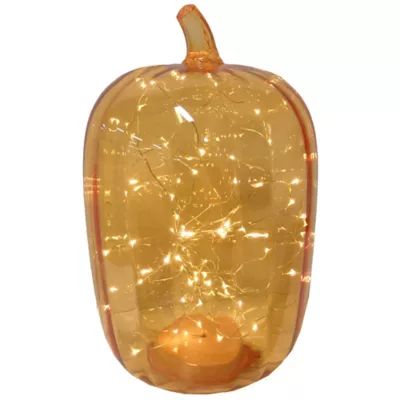 Bee & Willow™ 16-Inch LED Glass Pumpkin in Tinsel | Bed Bath & Beyond