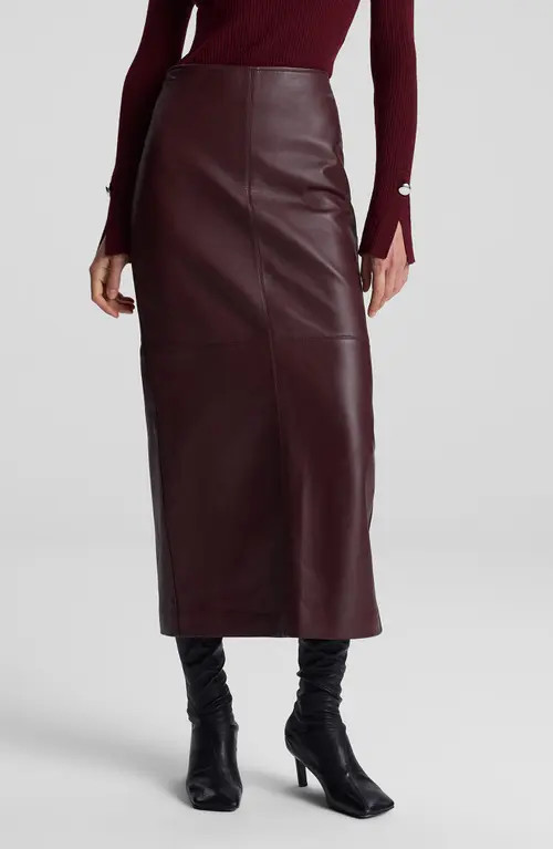 A.L.C. Marta Leather Skirt in Umber at Nordstrom, Size 2 | Nordstrom