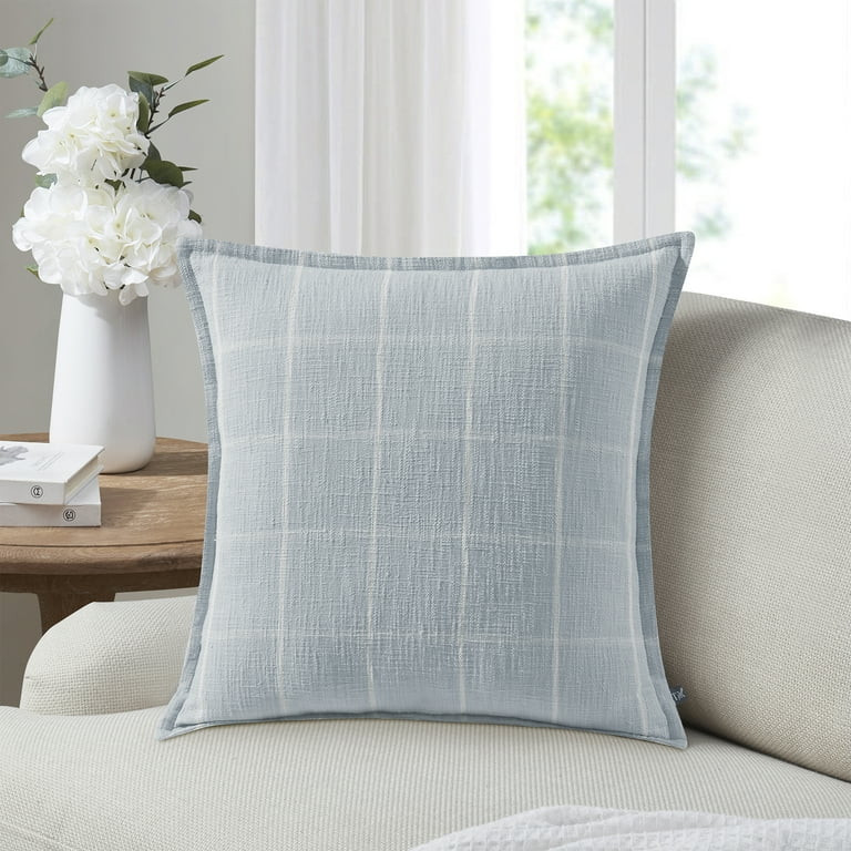 My Texas House Sienna Cotton Yarn Dyed Reversible Decorative Pillow Cover, 22"X22", Light Blue - ... | Walmart (US)