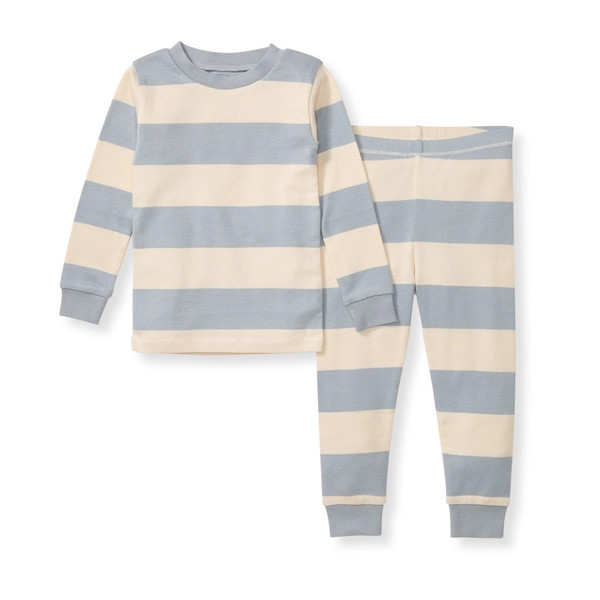 Rugby Stripe Organic Cotton Pajamas - Quarry | Burts Bees Baby