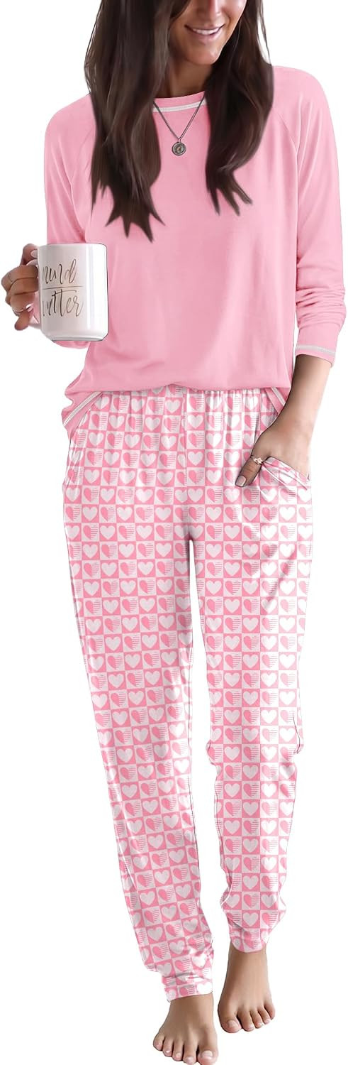 Ekouaer Women Pajama Set Jogger Sleepwear Long Lounge Set with Pocket | Amazon (US)