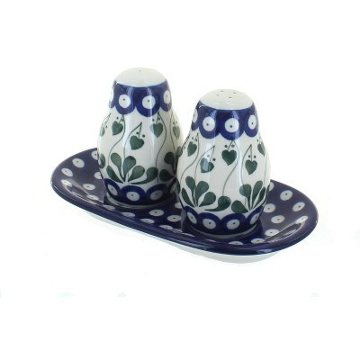 Blue Rose Polish Pottery Alyce Salt & Pepper Shakers with Tray | Target
