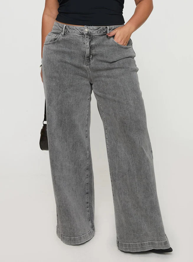 Wolfie High Rise Wide Leg Slouchy Jeans Steel Curve | Princess Polly AU