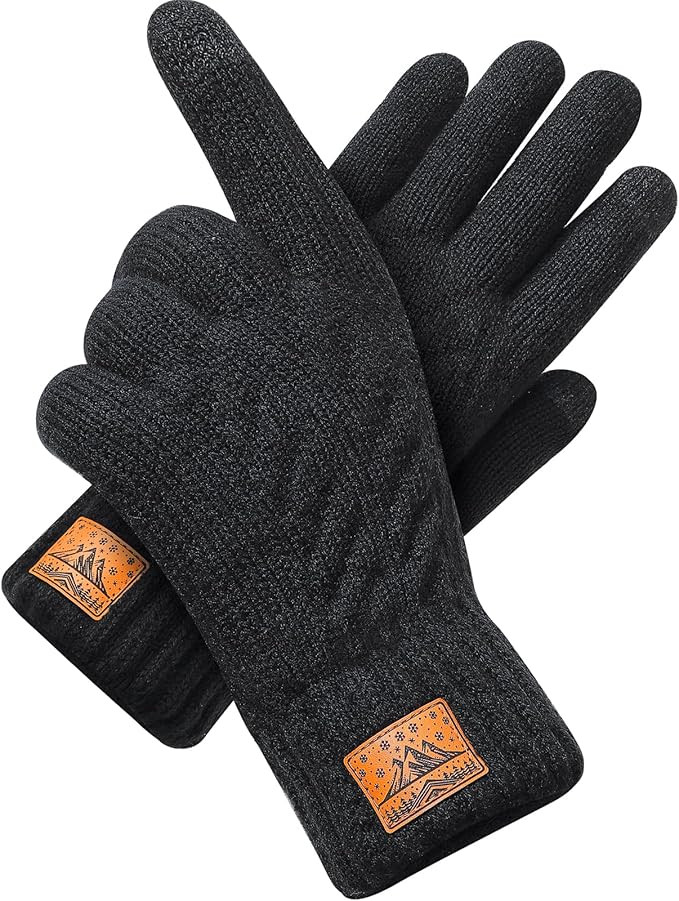 Winter Gloves for Men Women, Warm TouchScreen Cold Weather Gloves,Wool Knit Thermal Adults Gloves... | Amazon (US)