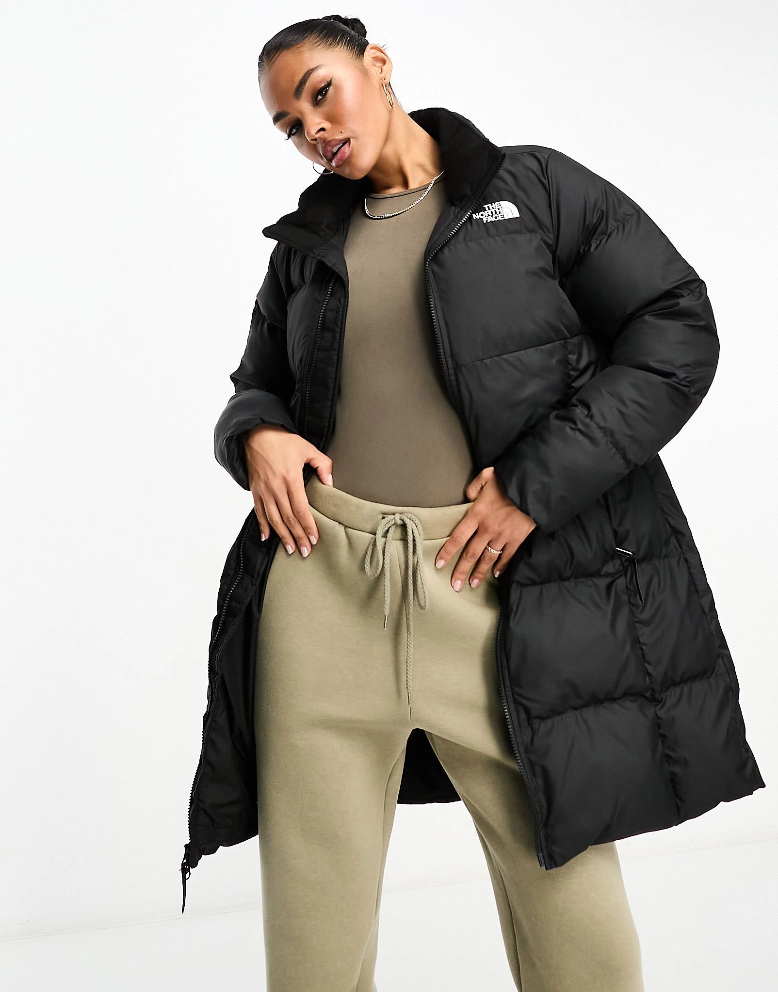 The North Face Saikuru long puffer coat in black | ASOS (Global)