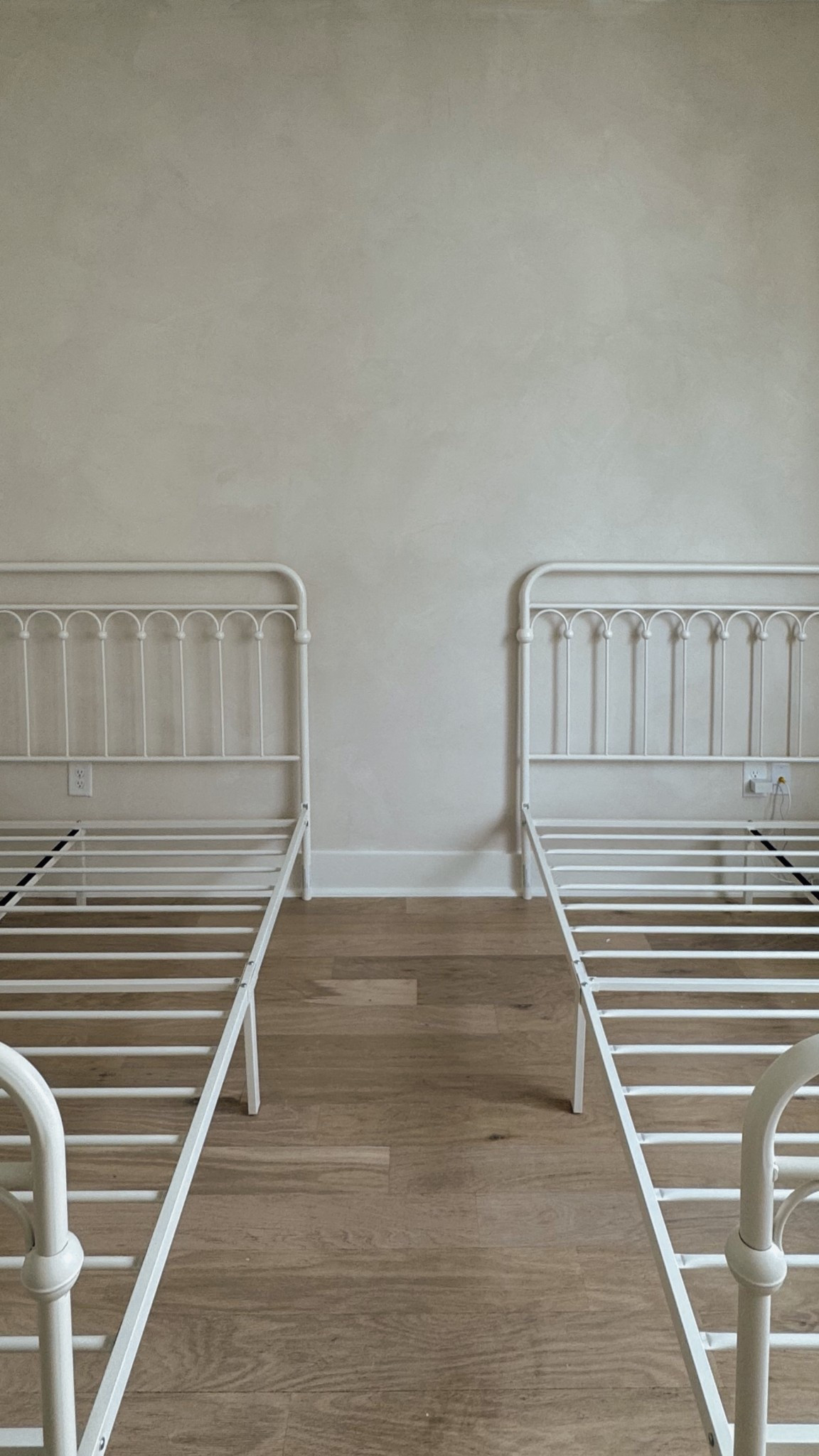 Ivory off white metal iron bed frame with lime wash bedroom walls

#LTKHome