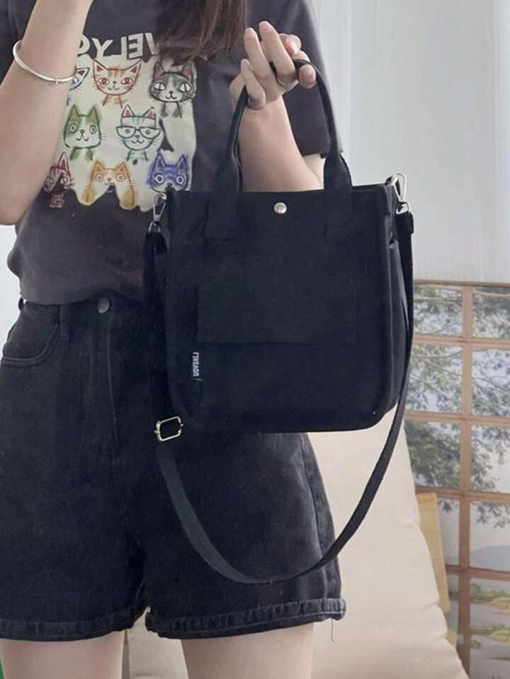 Simple And Versatile Multifunctional Canvas Bag With Multiple Pockets And Handles For Carrying By... | SHEIN