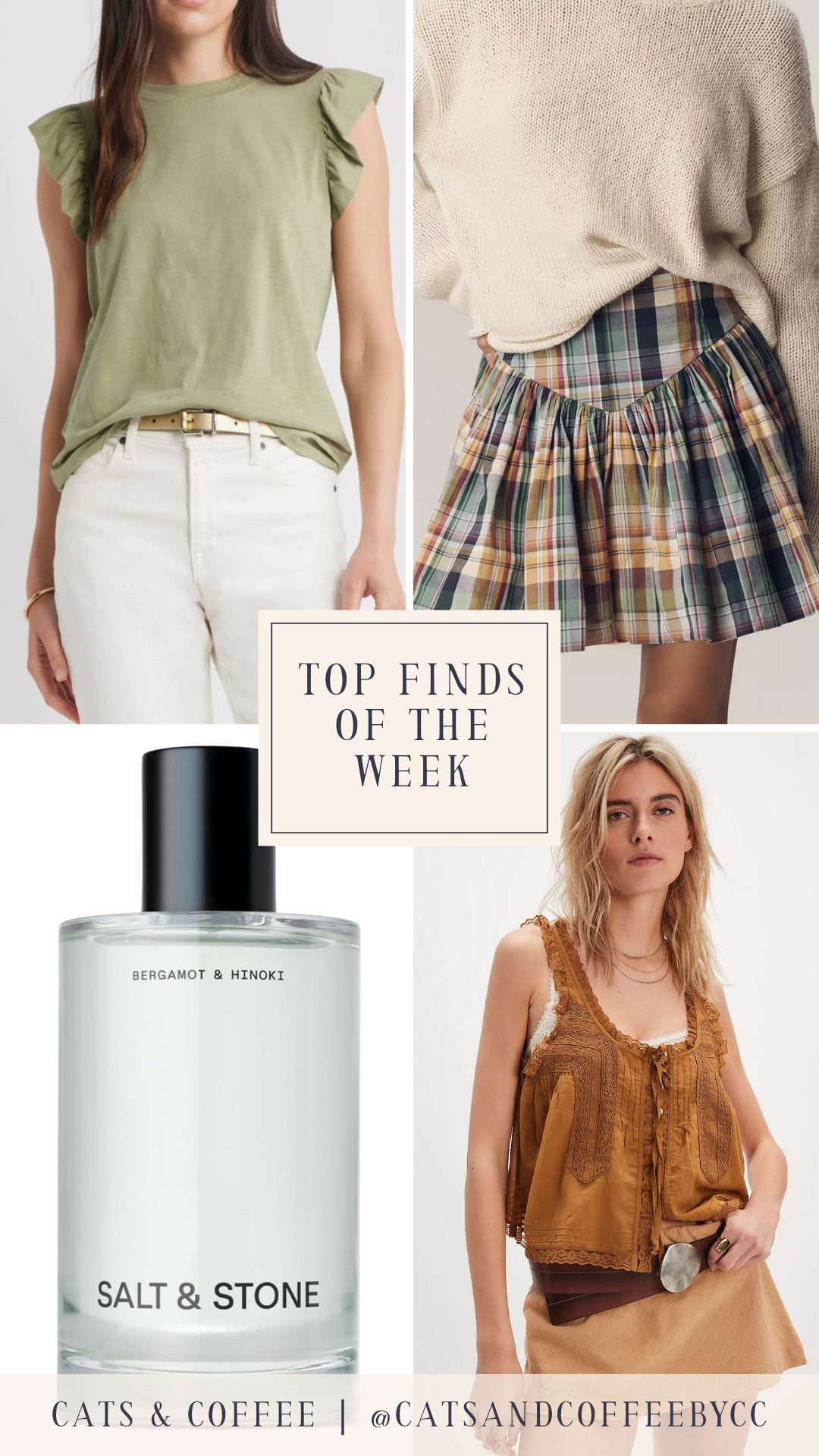 🎉💚 Four Top Finds of the Week: a lovely bergamot body spray, new seasonal colors of a Free People favorite (great for end of summer and layering in fall!), a sweet plaid skort from Anthropologie, and a flutter sleeved tank that is perfectly classic with a twist (and under $50!). 

 #LTKSeasonal #LTKPetite #LTKBeauty