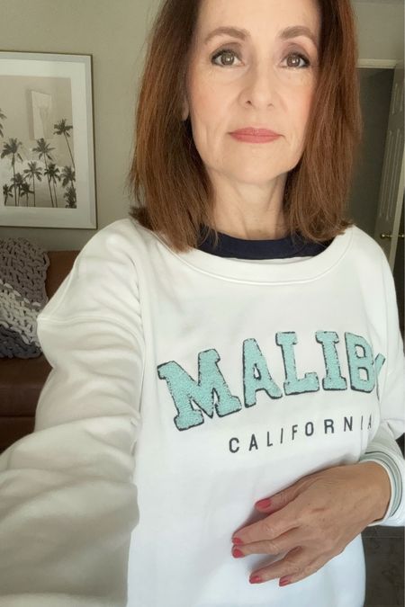 Super soft all cotton sweatshirt for spring mornings and evenings. Malibu, by the beach, there’s often a chill of the ocean breeze, so handy to have this in your tote bag if beach bound this summer ☀️

#LTKtravel #LTKfindsunder50 #LTKActive