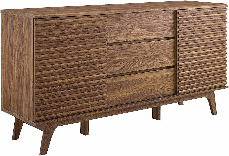 Modway Render 63" Mid-Century Modern Sideboard Buffet Table or TV Stand in Walnut | Amazon (US)