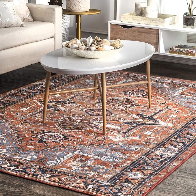 nuLOOM Florence Vintage Persian Area Rug, 9' 10" x 13' 8", Rust | Amazon (US)