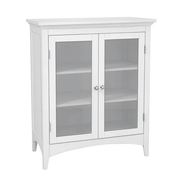 Teamson Home Wooden Bathroom Floor Cabinet With Glass Door White 7060 - Walmart.com | Walmart (US)