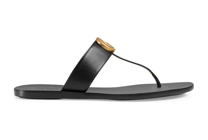 Leather thong sandal with Double G | Gucci (US)