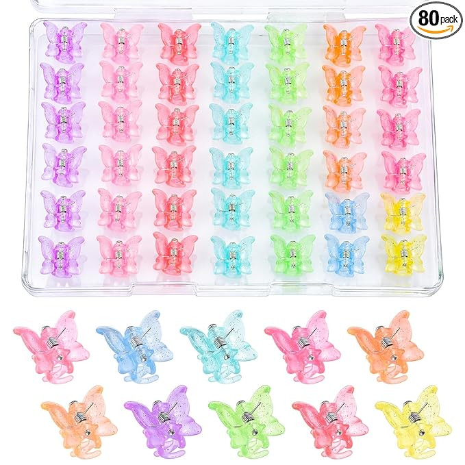 80Pcs Butterfly Hair Clips for Girls, 0.6Inch Mini Hair Clips In 10 Colors - 90s outfits for wome... | Amazon (US)