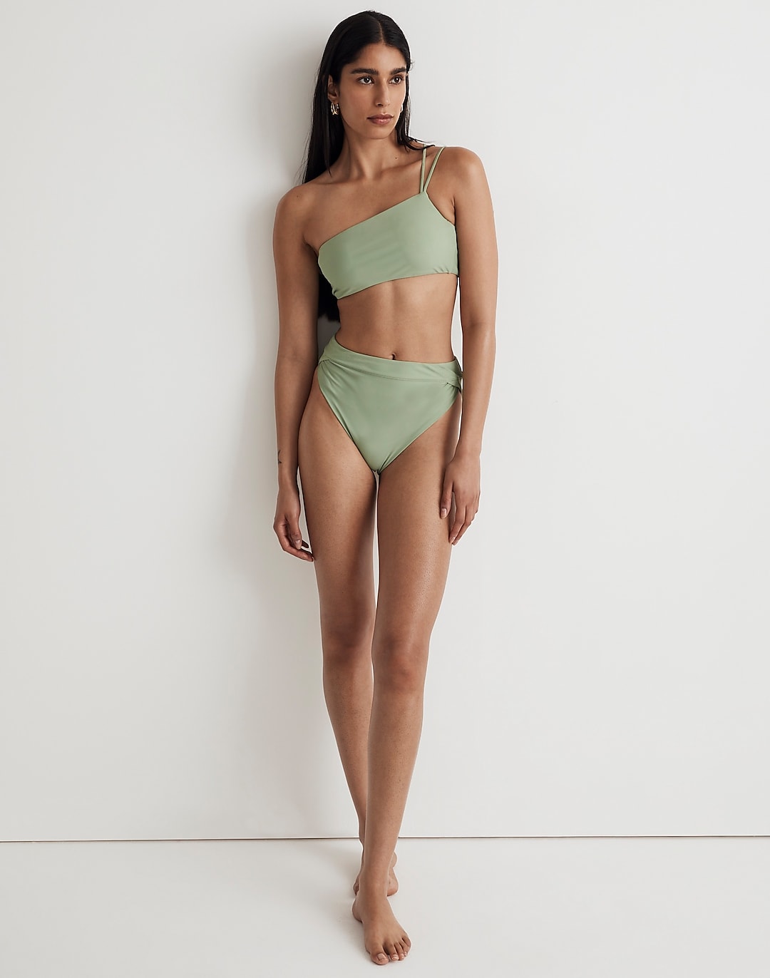 Double-Strap One-Shoulder Bikini Top | Madewell