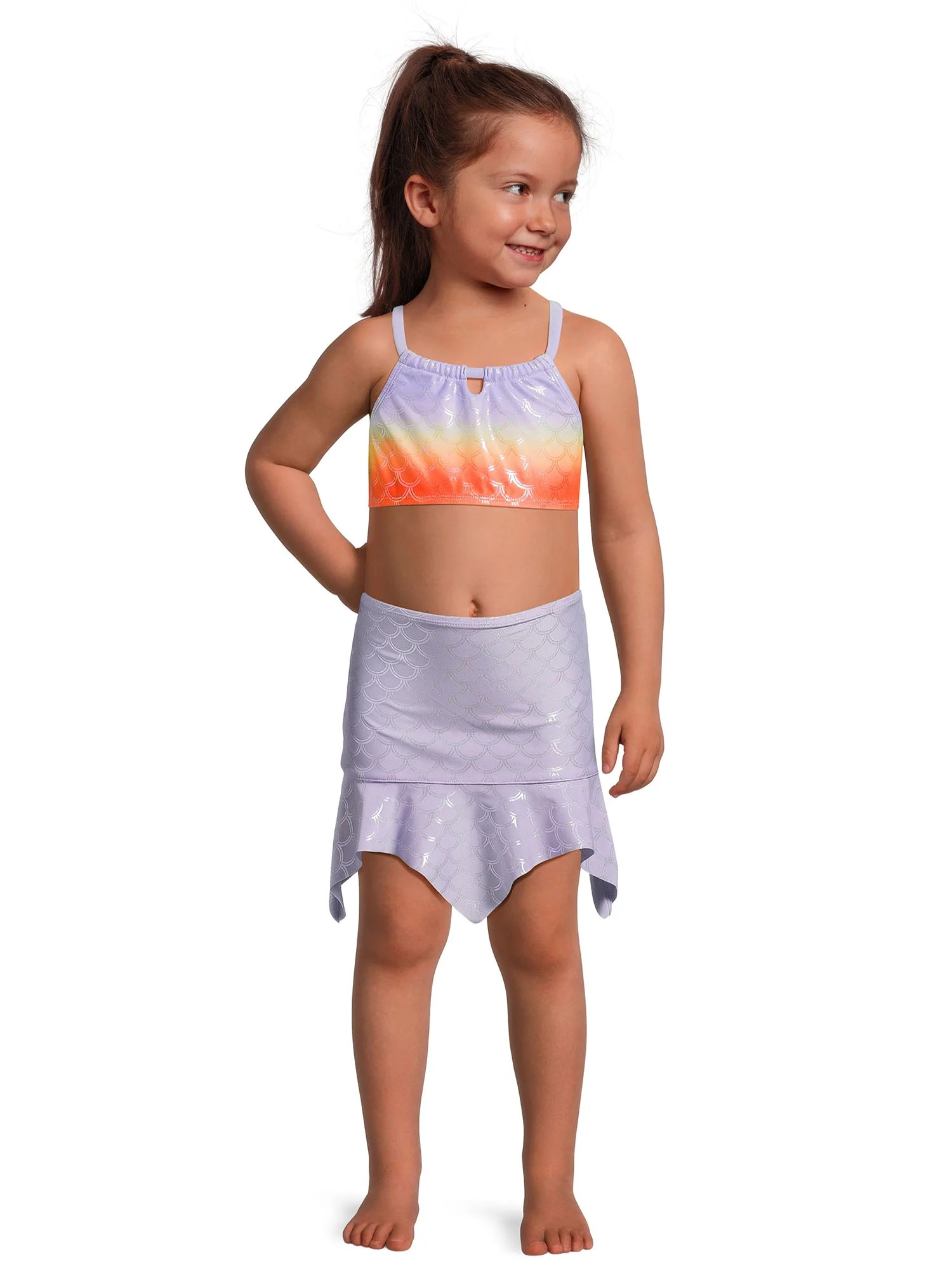 Wonder Nation Toddler Girl Three-Piece Mermaid Swim Set, Sizes 12M-5T | Walmart (US)