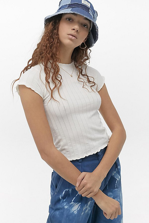 UO Textured Tee - White Xs at Urban Outfitters | Urban Outfitters (US and RoW)