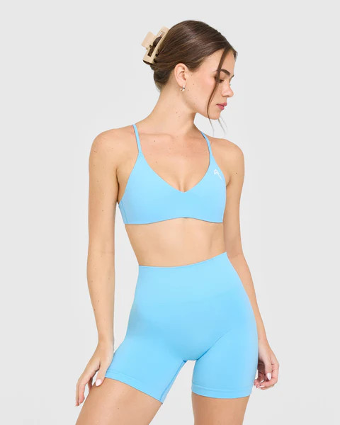 EasyLift™ Ultra Minimal Bralette with White Logo 
 Arctic Blue | Oner Active (UK / US)