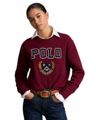 Ralph Lauren Embroidered Logo Wool Sweater  | Bloomingdale's Women | Bloomingdale's (US)