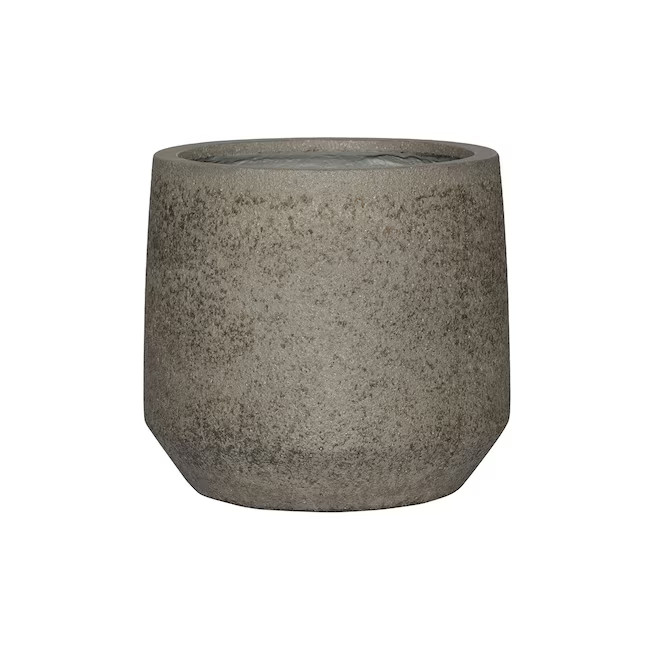 Pottery Pots Round 16.54-in W x 16.54-in L Gray Fiberglass Indoor/Outdoor Self Watering Planter | Lowe's