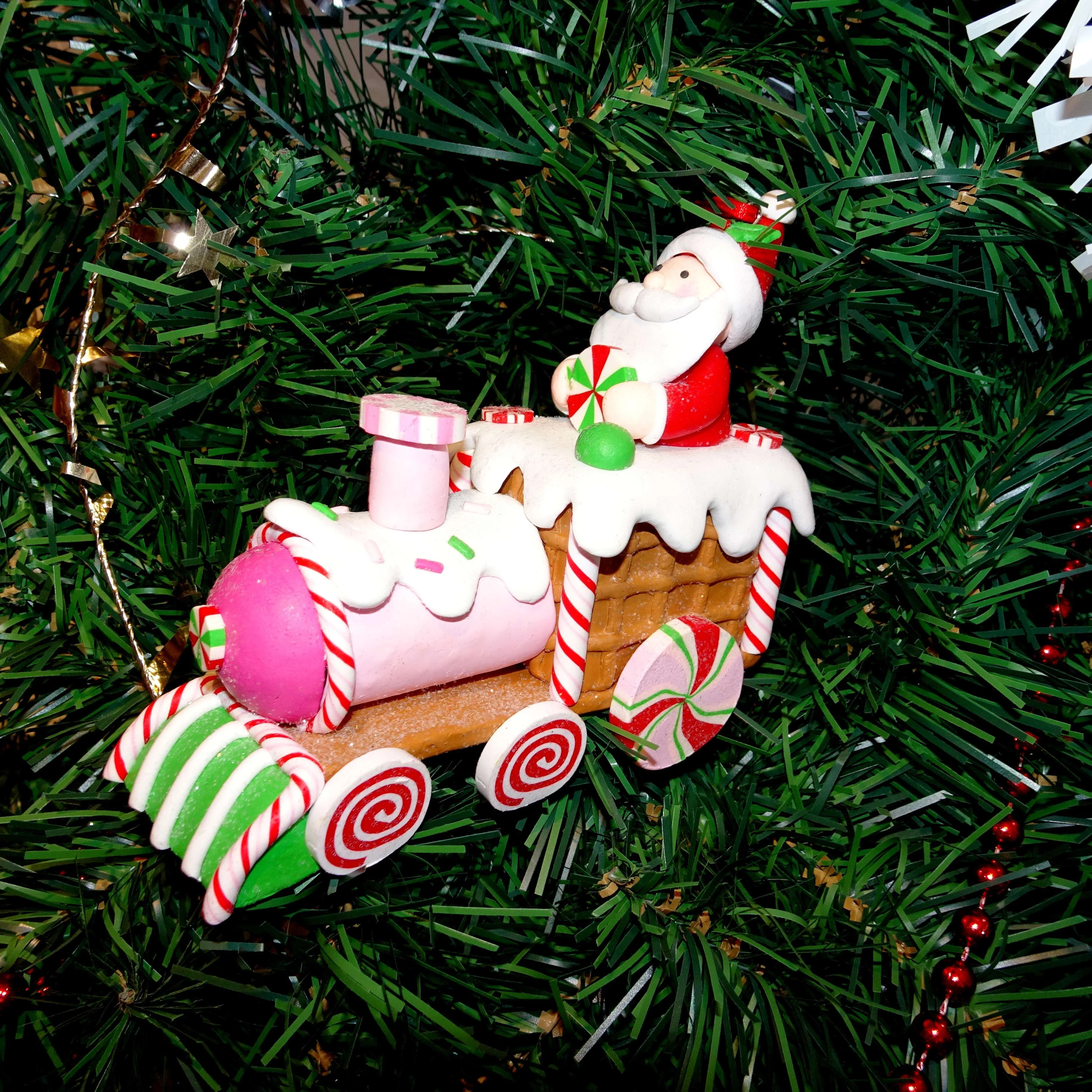 Multicolor Clay Dough Gingerbread Santa on Train Christmas Ornament, 5.1", by Holiday Time | Walmart (US)