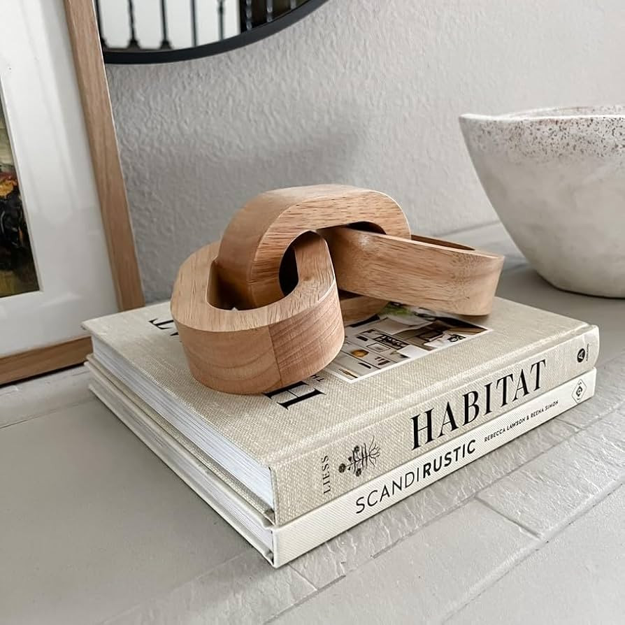Wood Chain Link Decor, Book Shelf Decor, Decorative Objects, Wooden Chain Link Decor, Coffee Tabl... | Amazon (US)