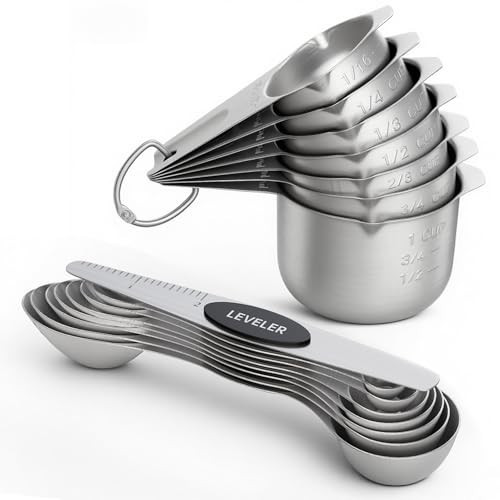 ChefAide Measuring Cups and Spoons Set, 304 Stainless Steel Measuring Cups Set of 7,8 Magnetic Stainless Steel Measuring Spoons & 1 Leveler for for Measure Dry and Liquid Ingredients | Amazon (US)