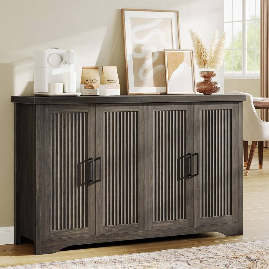Memobarco Fluted Buffet Cabinet with Storage Accent Sideboard,Modern Credenza with 4 Doors & Adju... | Amazon (US)