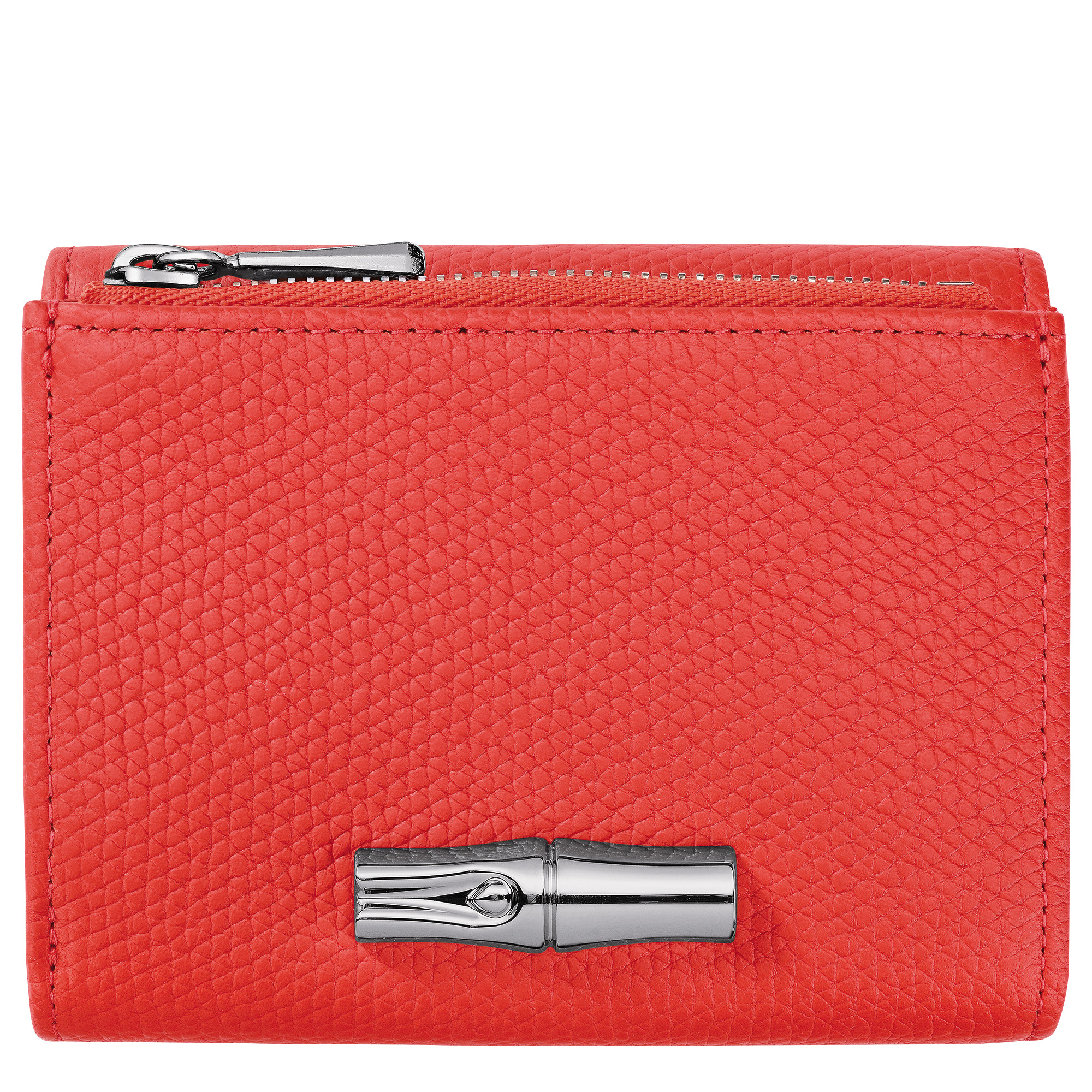 Portefeuille compact Le Roseau Cuir - Vermillon | Longchamp FR | Longchamp