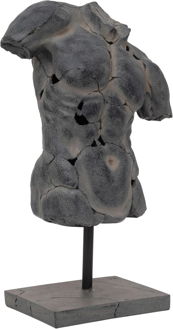 Cracked Torso Sculpture - Contemporary Abstract Decorative Home Art Display on Stand - Brown Poly... | Amazon (US)